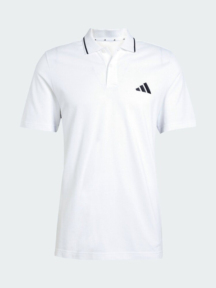 adidas White Essentials 3-Stripes Piqué Polo Shirt - Image 5 of 5 adidas White Essentials 3-Stripes Piqué Polo Shirt - Image 5 of 5
