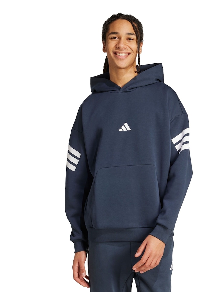 adidas Blue Future Icons 3-Stripes Hoodie - Image 1 of 5