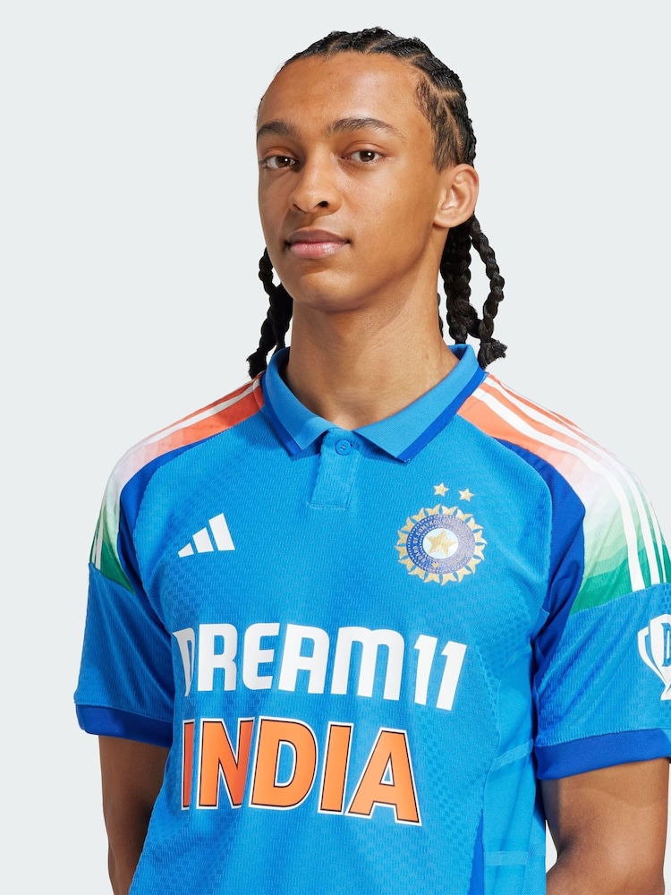 adidas Blue India Cricket One Day International Jersey - Image 2 of 3