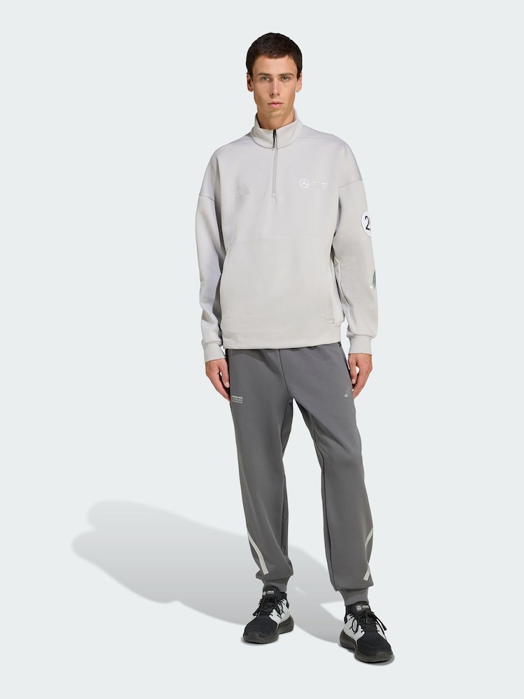 adidas Grey Mercedes AMG Petronas Formula One Team Silver Arrows Half-Zip Sweatshirt - Image 1 of 5 adidas Grey Mercedes AMG Petronas Formula One Team Silver Arrows Half-Zip Sweatshirt - Image 1 of 5