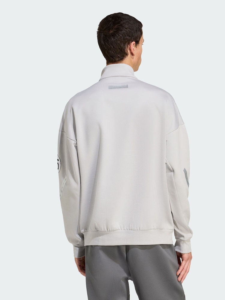 adidas Grey Mercedes AMG Petronas Formula One Team Silver Arrows Half-Zip Sweatshirt - Image 2 of 5 adidas Grey Mercedes AMG Petronas Formula One Team Silver Arrows Half-Zip Sweatshirt - Image 2 of 5