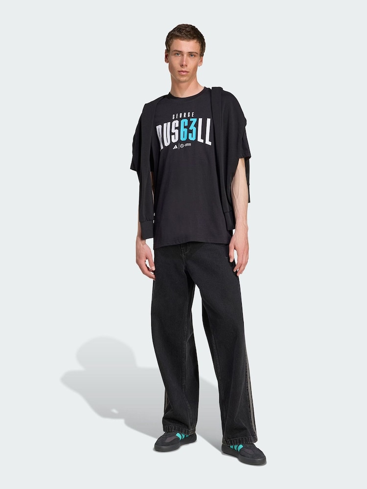 adidas Black Mercedes AMG Petronas Formula One Team George Russell T-Shirt - Image 1 of 5 adidas Black Mercedes AMG Petronas Formula One Team George Russell T-Shirt - Image 1 of 5