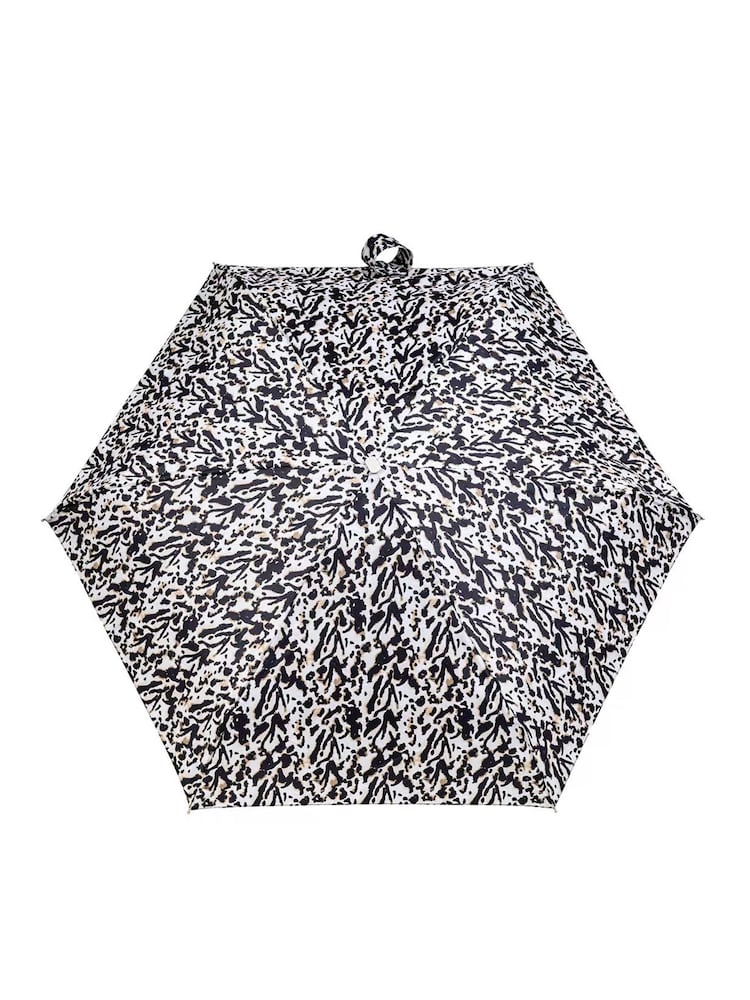 Totes Brown Compact Flat Striped Clouds Print Umbrella - Image 3 of 3 Totes Brown Compact Flat Striped Clouds Print Umbrella - Image 3 of 3
