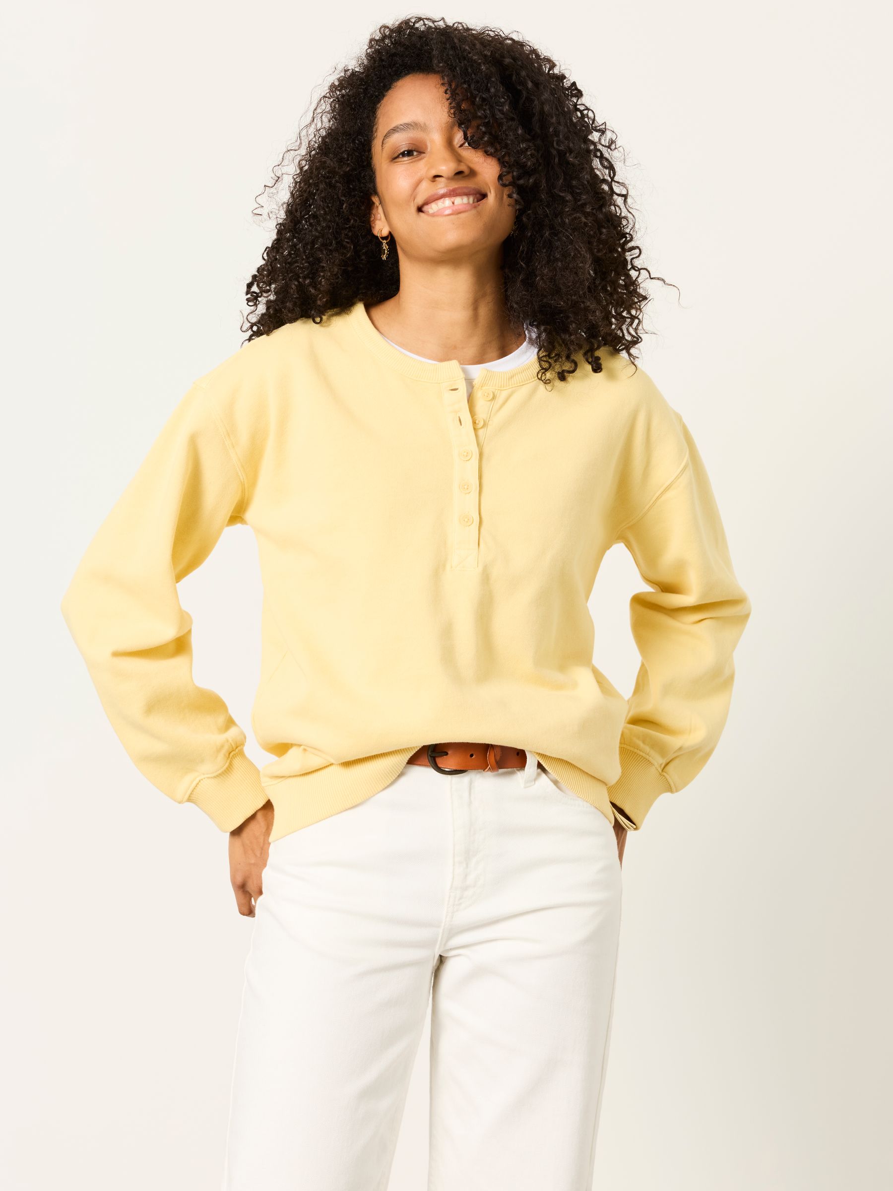 Buy FatFace Yellow Garment Dye Henley Top from Next USA