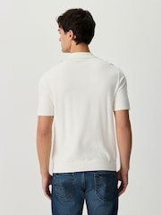 White Regular Fit Cotton Rich Short Sleeve Stripe Knit Polo Shirt - Image 3 of 8