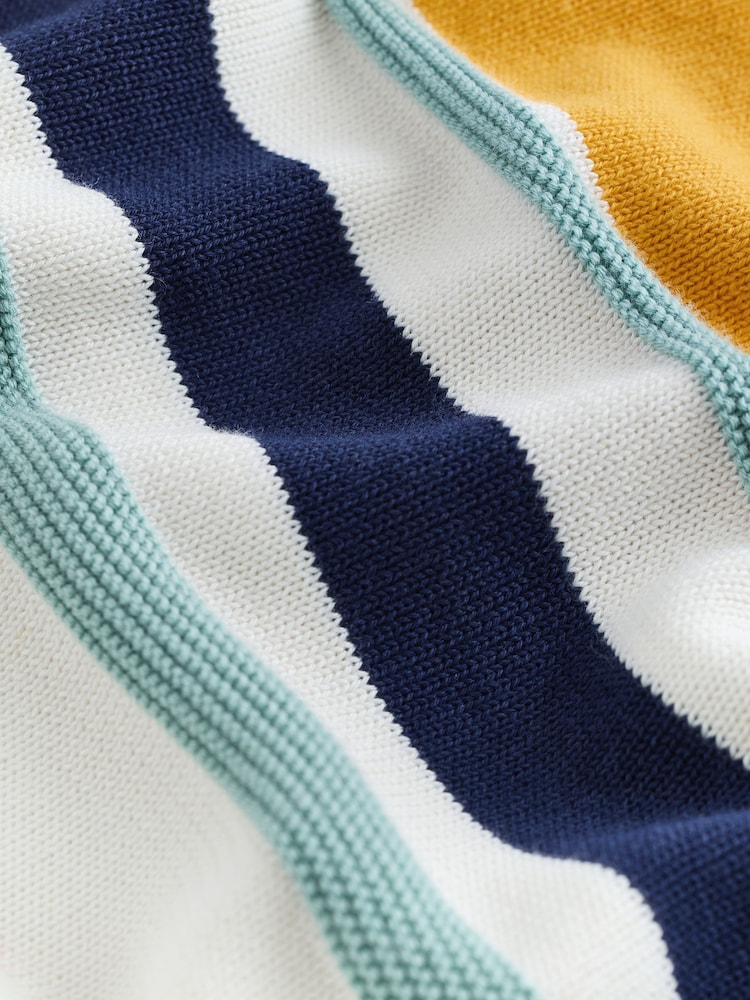 White Regular Fit Cotton Rich Short Sleeve Stripe Knit Polo Shirt - Image 8 of 8