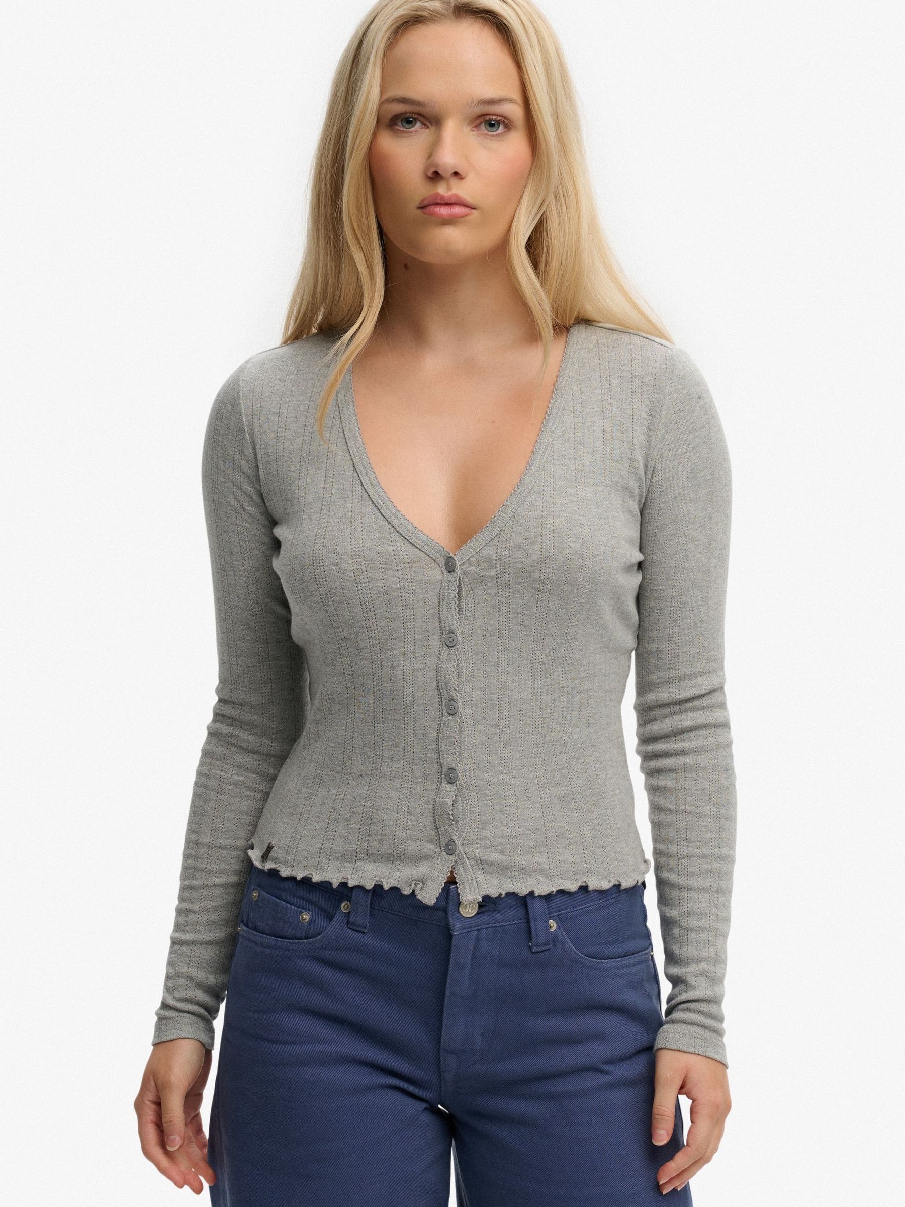 Buy Superdry Grey Athletic Essential Pointelle Cardigan from Next
