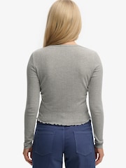 Superdry Grey Athletic Essential Pointelle Cardigan - Image 8 of 10