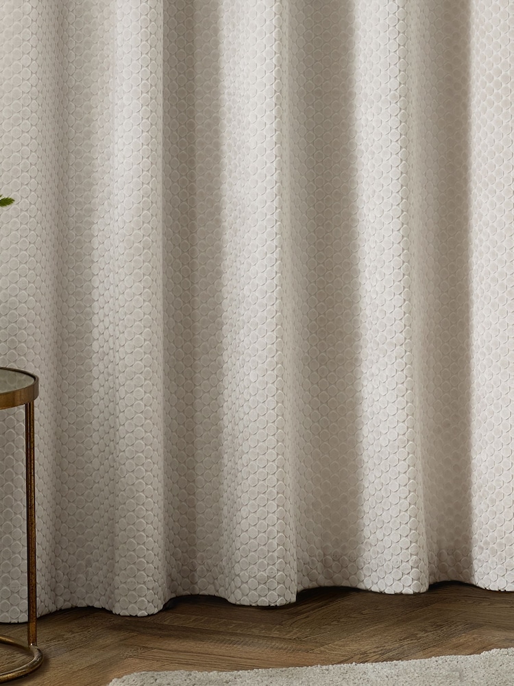 Paoletti Ivory Neptune Fully Lined Velvet Eyelet Curtains - Image 4 of 4 Paoletti Ivory Neptune Fully Lined Velvet Eyelet Curtains - Image 4 of 4
