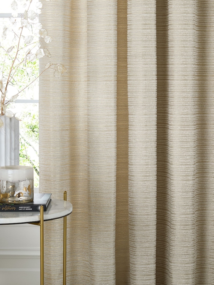 Paoletti Natural Jupiter Chenille Jacquard Eyelet Curtains - Image 4 of 4