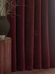 Yard Red Heavy Chenille Velvet Pencil Pleat Curtains - Image 2 of 5