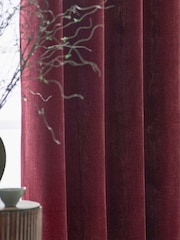 Yard Red Heavy Chenille Velvet Pencil Pleat Curtains - Image 4 of 5