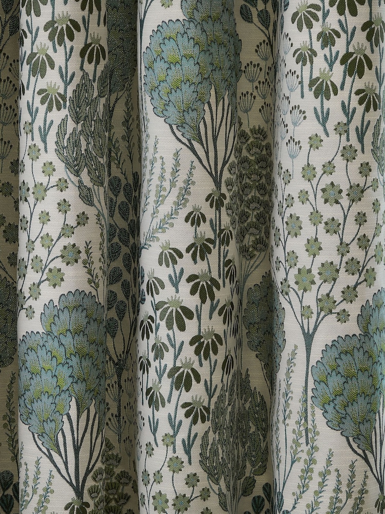 Wylder Green Ophelia Floral Jacquard Lined Eyelet Curtains - Image 4 of 4 Wylder Green Ophelia Floral Jacquard Lined Eyelet Curtains - Image 4 of 4