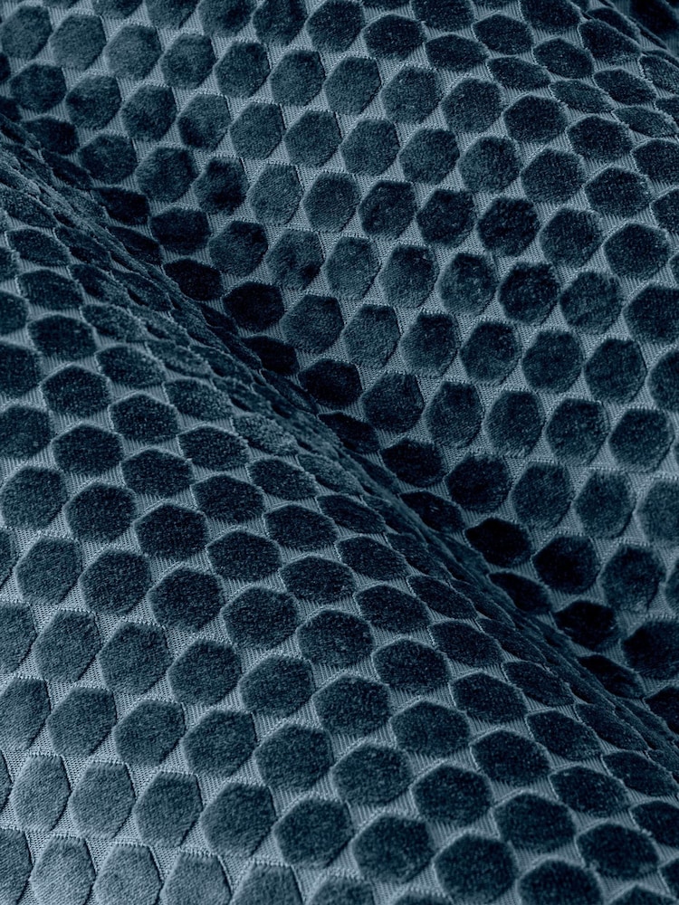 Paoletti Blue Neptune Cut-Velvet Eyelet Curtains - Image 6 of 6 Paoletti Blue Neptune Cut-Velvet Eyelet Curtains - Image 6 of 6