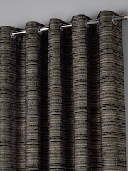 Paoletti Black Jupiter Chenille Jacquard Eyelet Curtains - Image 2 of 5