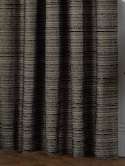 Paoletti Black Jupiter Chenille Jacquard Eyelet Curtains - Image 3 of 5