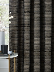 Paoletti Black Jupiter Chenille Jacquard Eyelet Curtains - Image 4 of 5