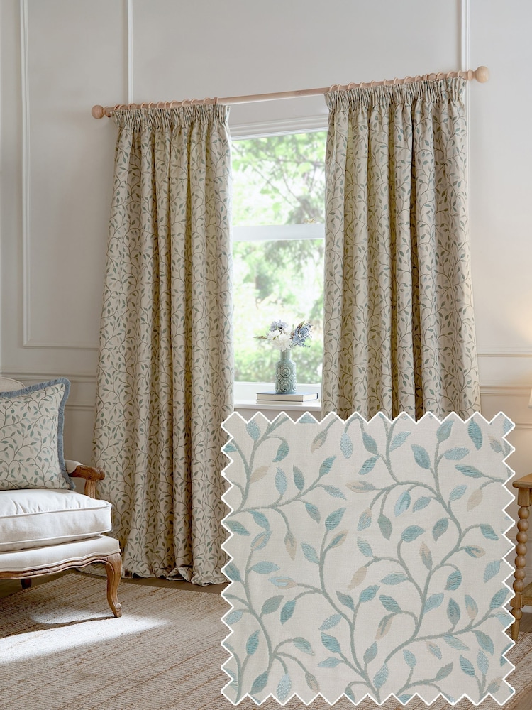 Voyage Maison Blue Cervino Floral Jaquard Pencil Pleat Curtains - Image 1 of 6 Voyage Maison Blue Cervino Floral Jaquard Pencil Pleat Curtains - Image 1 of 6