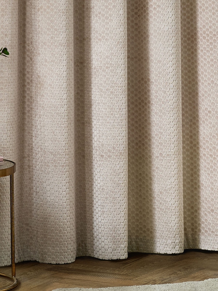 Paoletti Champagne Neptune Fully Lined Velvet Eyelet Curtains - Image 4 of 4