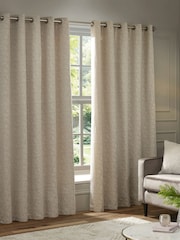 Paoletti Natural Galaxy Chenille Room Darkening Eyelet Curtains - Image 2 of 6