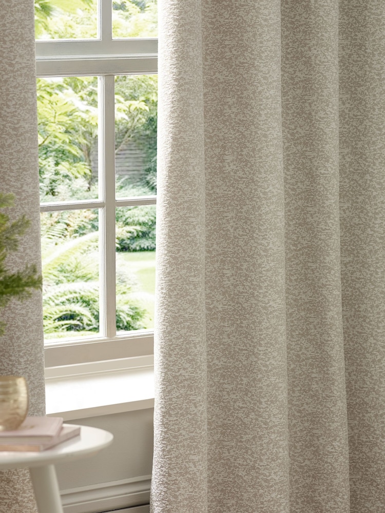 Paoletti Natural Galaxy Chenille Room Darkening Eyelet Curtains - Image 4 of 4 Paoletti Natural Galaxy Chenille Room Darkening Eyelet Curtains - Image 4 of 4