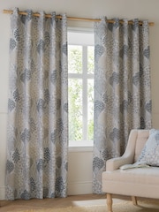 Wylder Blue Ophelia Floral Jacquard Eyelet Curtains - Image 2 of 6