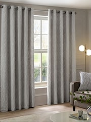 Paoletti Silver Manhattan Velvet Eyelet Curtains - Image 2 of 6