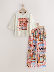 برتقالي برسمة نخيل - بيجاما بكم قصير - صورة 1 من 3