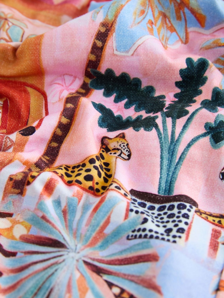 برتقالي برسمة نخيل - بيجاما بكم قصير - صورة 2 من 3