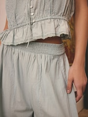 Teal Blue Cotton Embroidered Vest Pyjamas - Image 5 of 6