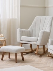 Tutti Bambini Boucle Mushroom Jonah Luxe Rocking Nursing Chair & Footstool - Image 1 of 5