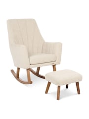 Tutti Bambini Boucle Mushroom Jonah Luxe Rocking Nursing Chair & Footstool - Image 4 of 5