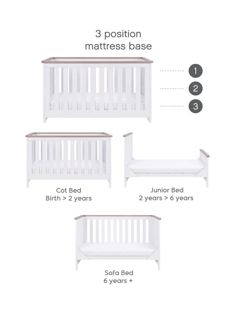 Tutti Bambini White  Oak Verona Cot Bed - Image 6 of 6 Tutti Bambini White  Oak Verona Cot Bed - Image 6 of 6