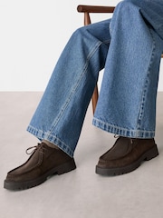 Whistles Brown Suede Chunky Lace Up Shoes - Image 1 of 4