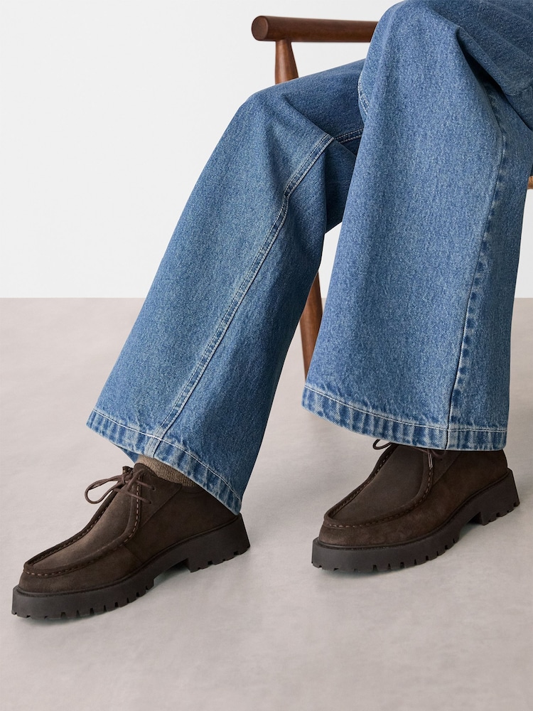 Whistles Brown Suede Chunky Lace Up Shoes - Image 1 of 4