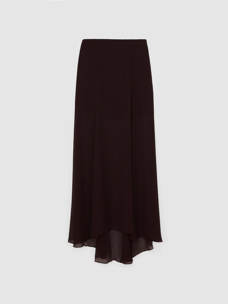 Reiss Chocolate Brown Bexi Sheer Textured Maxi Skirt - Image 2 of 7 Reiss Chocolate Brown Bexi Sheer Textured Maxi Skirt - Image 2 of 7