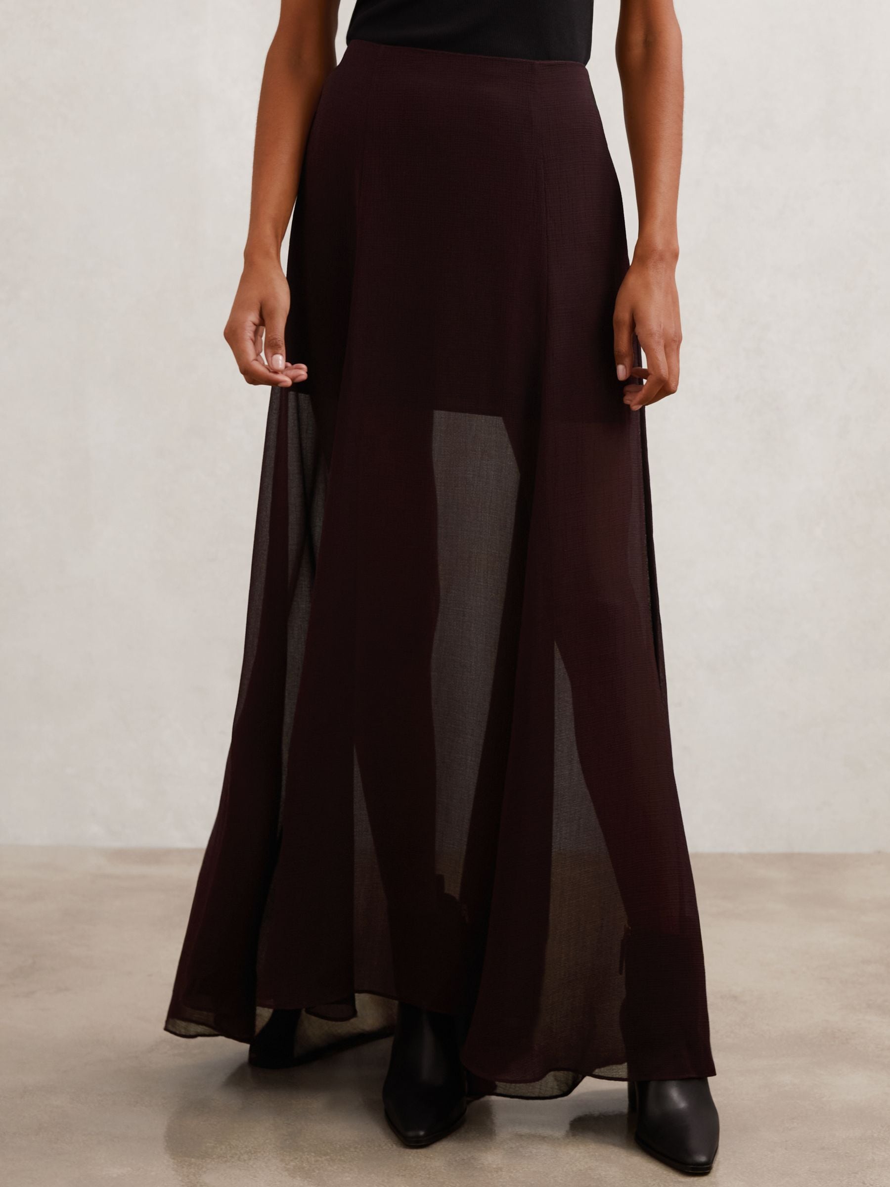 Buy Reiss Chocolate Brown Bexi Sheer Textured Maxi Skirt from Next USA