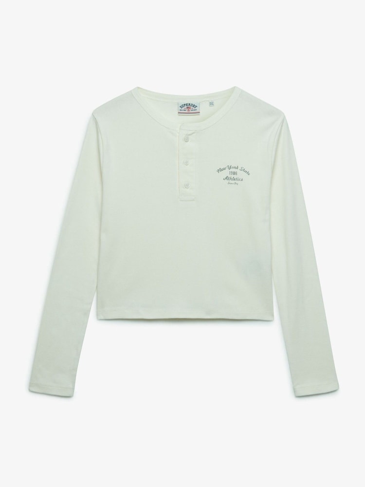 Superdry Green Athletic Essential Button Down Long Sleeve Top - Image 1 of 1