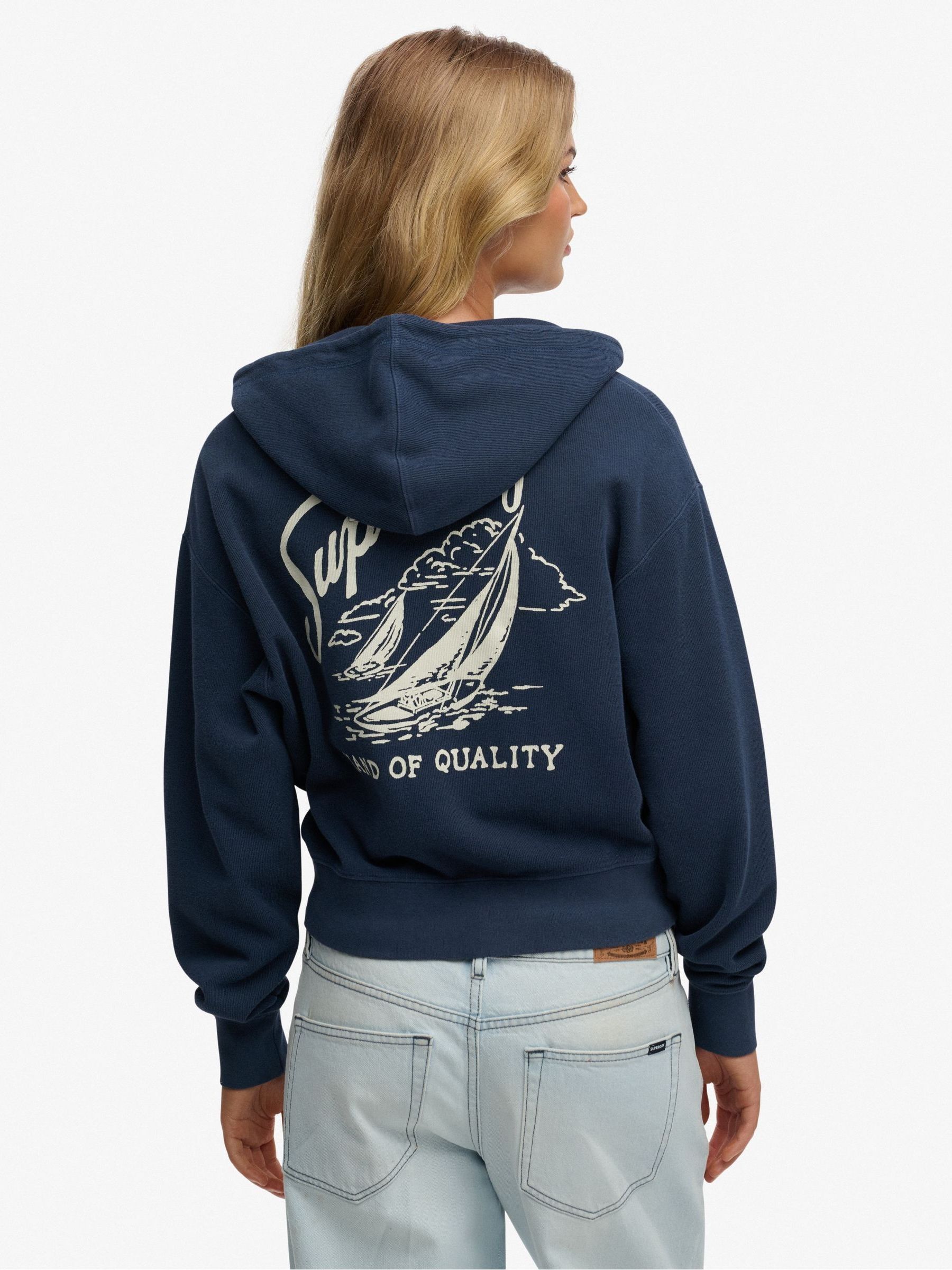 Superdry Women's Navy Heritage Hamptons Zip Up Hoodie