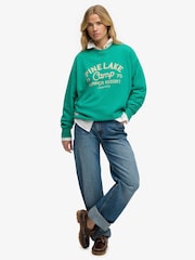 Superdry Green Beach Large Crew Neck Sweat Top - Image 3 of 5