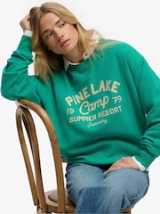 Superdry Green Beach Large Crew Neck Sweat Top - Image 5 of 5