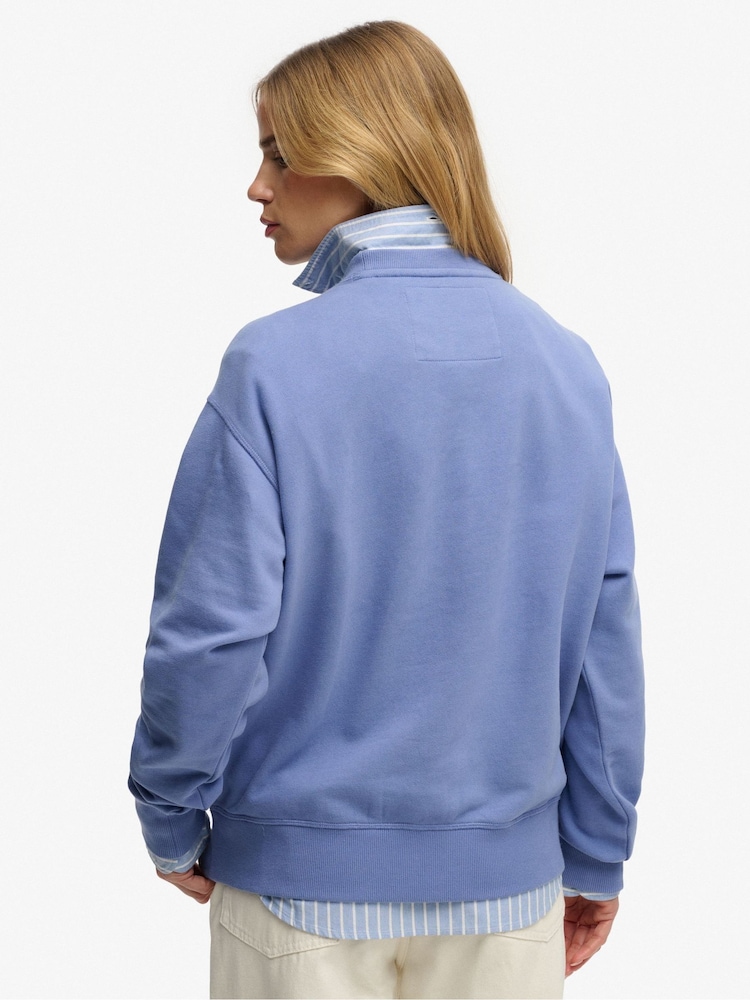 Superdry Blue Beach Large Crew Neck Sweat Top - Image 2 of 5