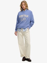 Superdry Blue Beach Large Crew Neck Sweat Top - Image 3 of 5