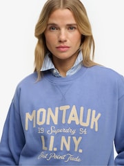 Superdry Blue Beach Large Crew Neck Sweat Top - Image 5 of 5