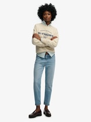 Superdry Beige Luxe Casual Loose Fit Crew Neck Sweatshirt - Image 4 of 7