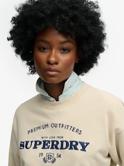 Superdry Beige Luxe Casual Loose Fit Crew Neck Sweatshirt - Image 5 of 7