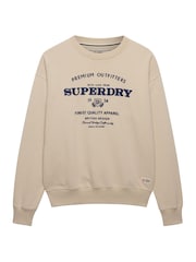 Superdry Beige Luxe Casual Loose Fit Crew Neck Sweatshirt - Image 6 of 7