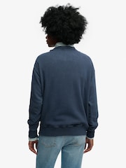 Superdry Navy Luxe Casual Loose Fit Crew Neck Sweatshirt - Image 2 of 7