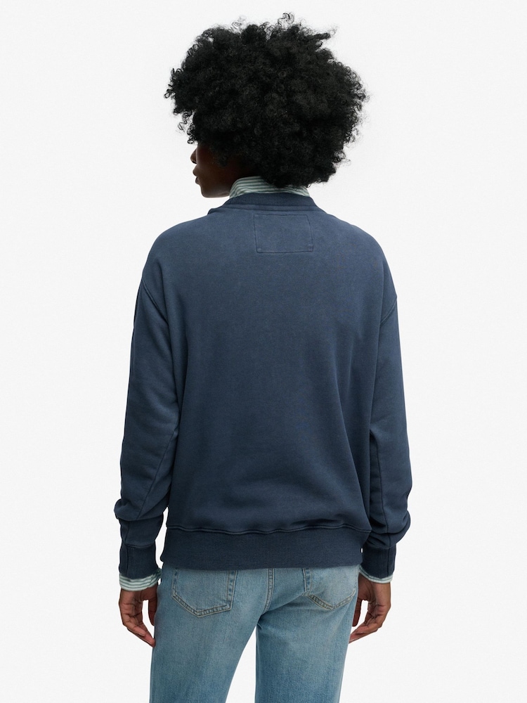 Superdry Navy Luxe Casual Loose Fit Crew Neck Sweatshirt - Image 2 of 7