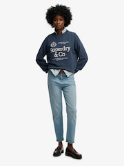 Superdry Navy Luxe Casual Loose Fit Crew Neck Sweatshirt - Image 3 of 7